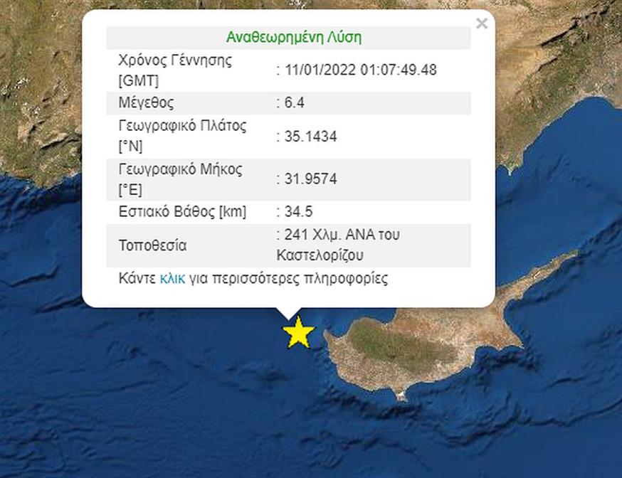 σεισμός Κύπρος Γεωδυναμικό