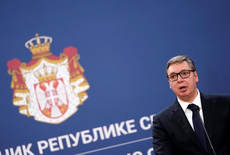 Ο πρόεδρος της Σερβίας Αλεξάνταρ Βούτσιτς (AP Photo/Darko Vojinovic)