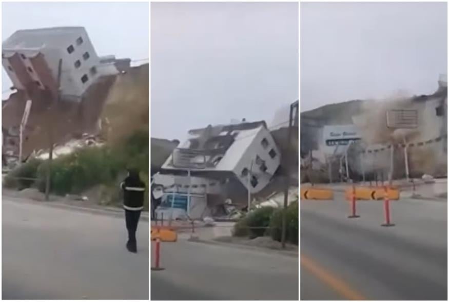 Κτίριο στο Μεξικό καταρρέει, κατρακυλάει από πλαγιά και καταλήγει στο δρόμο
