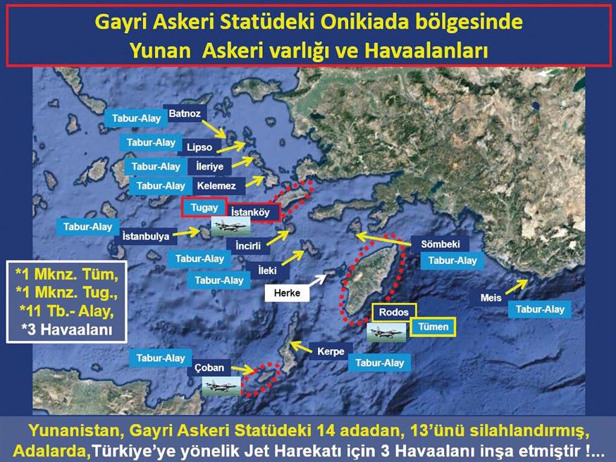Χαρτης με τις τουρκικούς προκλητικούς ισχυρισμούς/Yeni Safak