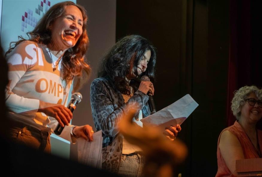 Η Τουρκάλα σκηνοθέτης Melisa Onel η Λιβανέζα σκηνοθέτης και φωτογράφος Reine Chahine και η συντονίστρια των εκδηλώσεων Nigar Mat