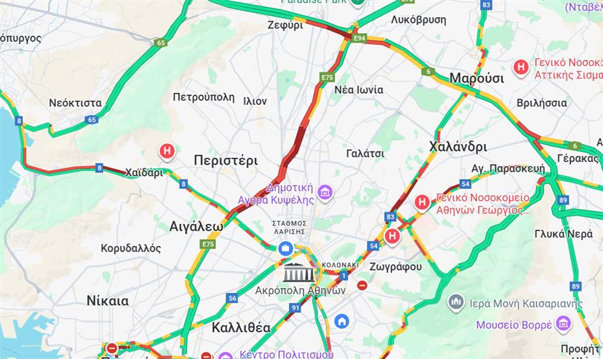 Κίνηση στους δρόμους - χάρτης Κίνηση στους δρόμους - χάρτης