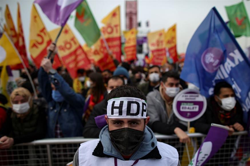 Στιγμιότυπο από συγκέντρωση υποστηρικτών του HDP/AP Photos