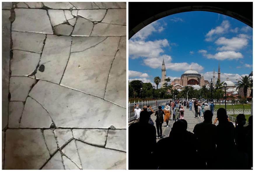 Τα σπασμένα μάρμαρα της Αγίας Σοφίας/Cumhurriyet-AP Photos