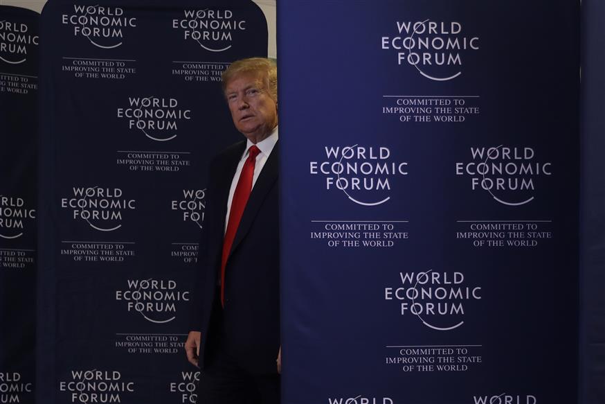 Ο Ντόναλντ Τραμπ στο Παγκόσμιο Οικονομικού Φόρουμ στο Νταβός (AP Photo/Evan Vucci)