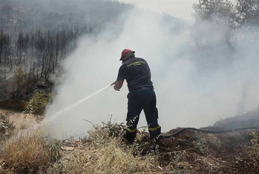 Πυροσβέστης επιχειρεί για κατάσβεση πυρκαγιάς (Φωτογραφία αρχείου/ΒΑΣΙΛΗΣ ΡΕΜΠΑΠΗΣ/EUROKINISSI)