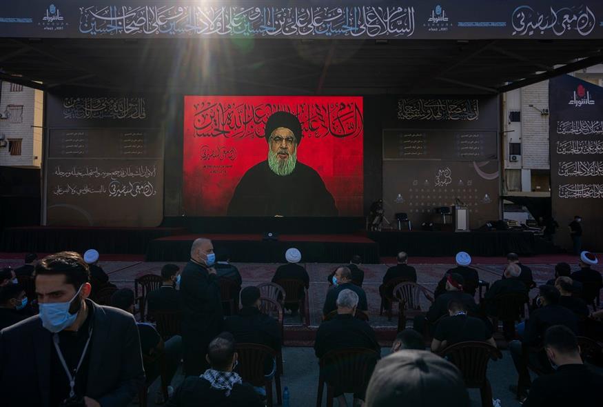 Ο ηγέτης της Χεζμπολάχ, Χασάν Νασράλα (AP Photo/ Hassan Ammar)