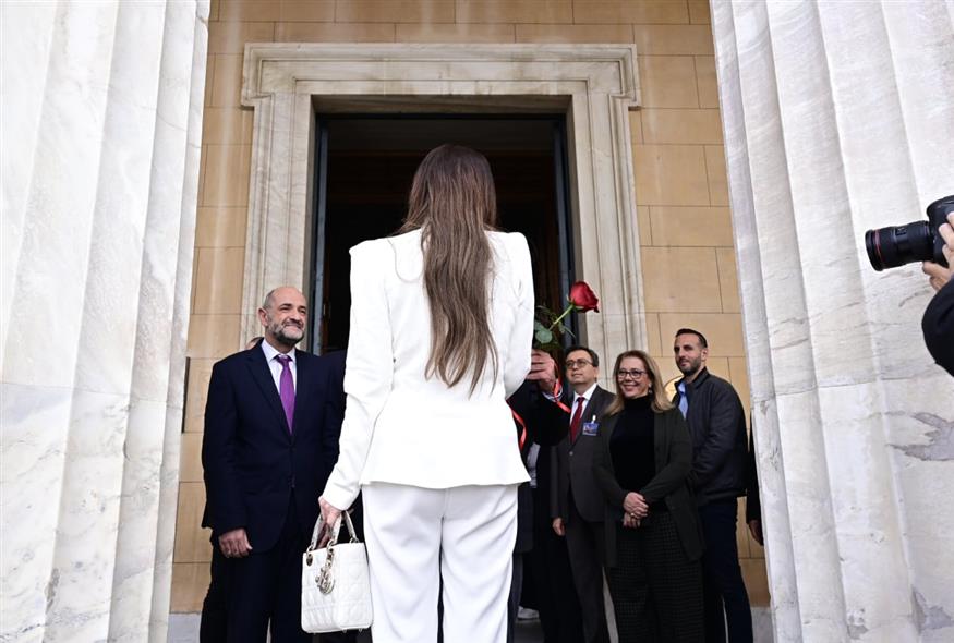 Η Κίμπερλι Γκίλφοϊλ στη Βουλή (ΜΙΧΑΛΗΣ ΚΑΡΑΓΙΑΝΝΗΣ/EUROKINISSI)