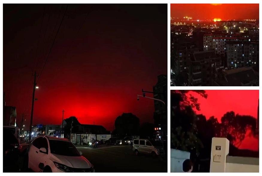 Ο ουρανός έγινε κόκκινος στην Κίνα (Twitter)