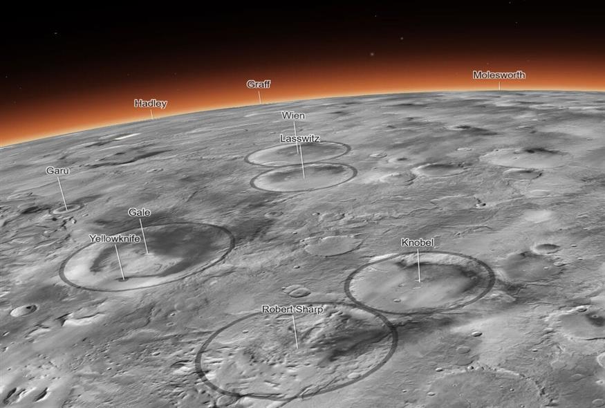 Χάρτης πλανήτη Άρη (NASA/JPL-Caltech/MSSS)