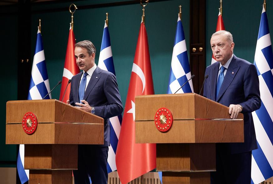 Μητσοτάκης και Ερντογάν (ΔΗΜΗΤΡΗΣ ΠΑΠΑΜΗΤΣΟΣ/ΓΡΑΦΕΙΟ ΤΥΠΟΥ ΠΡΩΘΥΠΟΥΡΓΟΥ/EUROKINISSI)
