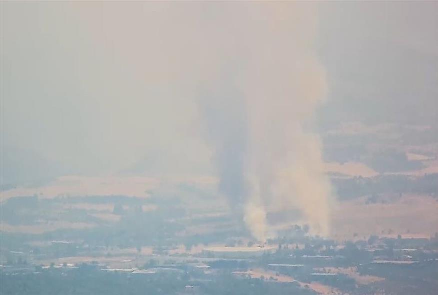 Η εικόνα του πύρινου μετώπου από το πυροφυλάκιο Γέροντα (Πηγή φωτο: forecastweather.gr)