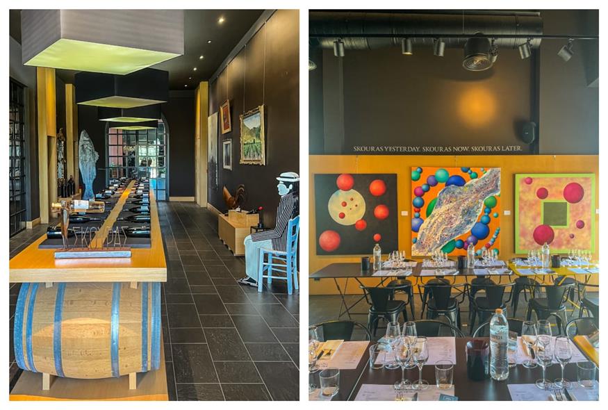 Κτήμα Σκούρα Το οινοποιείο περιέχει μοντέρνους χώρους υποδοχής υψηλής αισθητικής που φιλοξενούν έργα τέχνης ονομαστών καλλιτεχνών