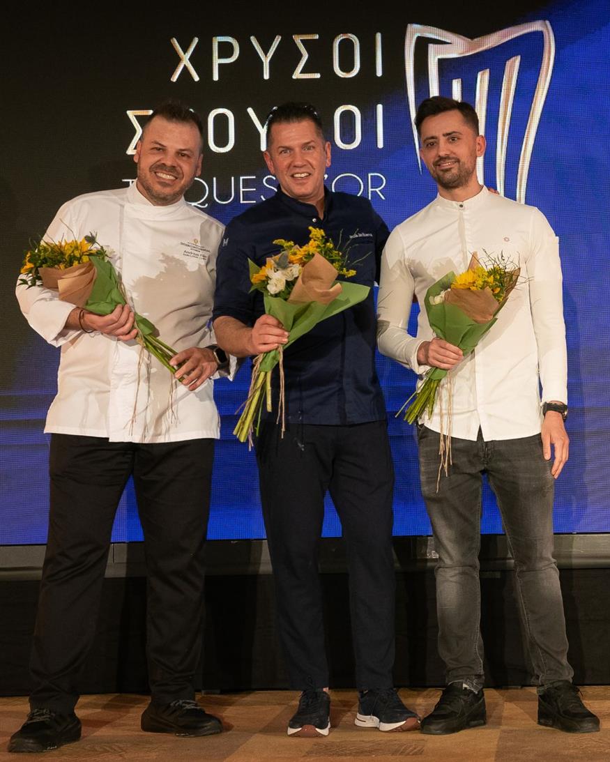 Ο Παύλος Κυριάκης με τον Jacob Jan Boerma και τον executive chef του InterContinental Ανδρέα Φίλη | ©studio panoulis