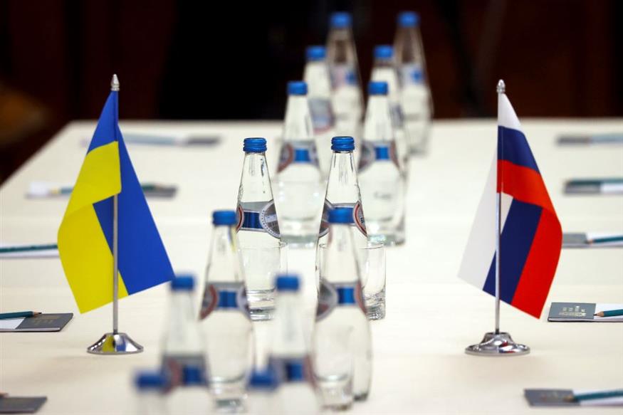 Το τραπέζι των διαπραγματεύσεων στη Λευκορωσία / Sergei Kholodilin / BelTA Pool Photo via AP