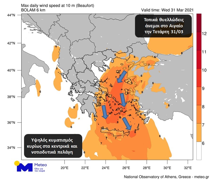 καιρός άνεμοι